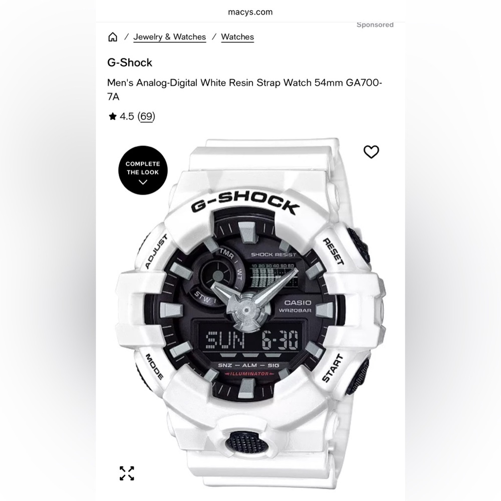 G-Shock Black and White Analog-Digital Watch